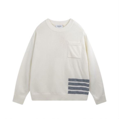 톰브라운 남성 화이트 크루넥 니트 - Thom Browne Mens White Knit - thom0625x