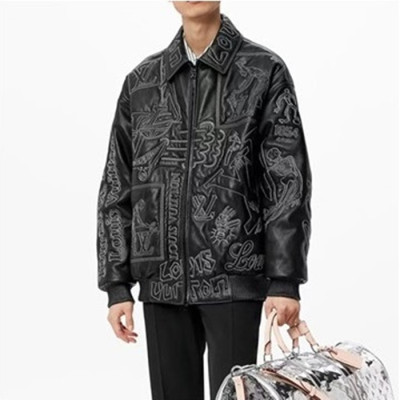 루이비통 남성 블랙 가죽 자켓 - Louis vuitton Mens Black Jackets - lou5290x