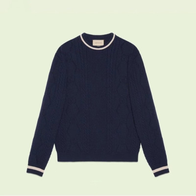 구찌 남성 네이비 크루넥 니트 - Gucci Mens Navy Knits - guc05222x