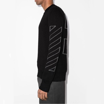 오프화이트 남성 블랙 크루넥 니트 - Off-white Mens Black Knits - off0847x