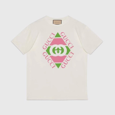 구찌 남/녀 화이트 크루넥 반팔티 - Gucci Unisex White Tshirts - guc05254x