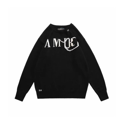 아미리 남성 블랙 크루넥 니트 - Amiri Mens Black Knitwear - amr378x