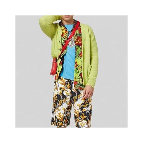베르사체 남성 브이넥 그린 가디건 - Versace Mens Green Cardigan - ver0930x