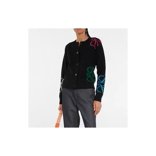 로에베 여성 모던 블랙 가디건 - Loewe Womens Black Cardigan - loe0665x