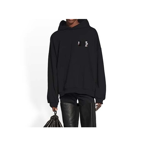 발렌시아가 남/녀 캐쥬얼 블랙 후드티 - Balenciaga Unisex Black Hoodie - bal01734x