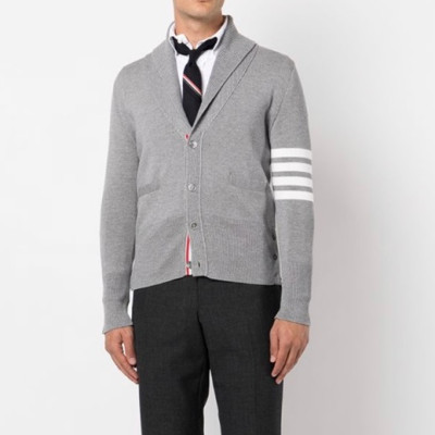 톰브라운 남성 브이넥 그레이 가디건 - Thom Browne Mens Gray Cardigan - thom0639x