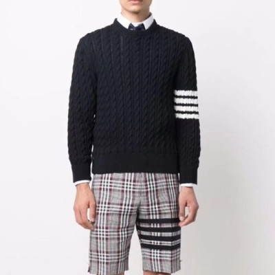 톰브라운 남성 네이비 크루넥 니트 - Thom Browne Mens Navy Knit - thom0642x