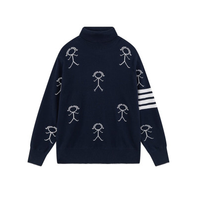 톰브라운 남성 네이비 터틀넥 니트 - Thom Browne Mens Navy Knit - thom0655x