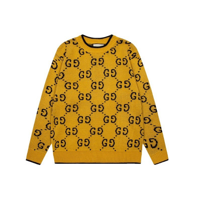 구찌 남성 옐로우 크루넥 니트 - Gucci Mens Yellow Knits - gu002x