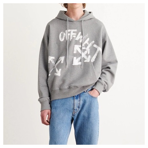 오프화이트 남성 캐쥬얼 그레이 후드티 - Off-white Mens Gray Hoodie - off0873x