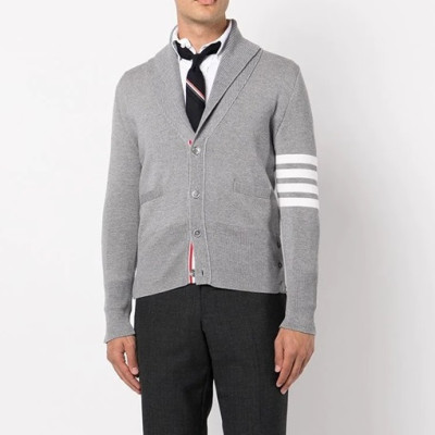 톰브라운 남성 브이넥 그레이 가디건 - Thom Browne Mens Gray Cardigan - thom0665x