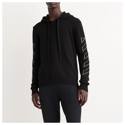 오프화이트 남성 캐쥬얼 블랙 후드티 - Off-white Mens Black Hoodie - off0876x
