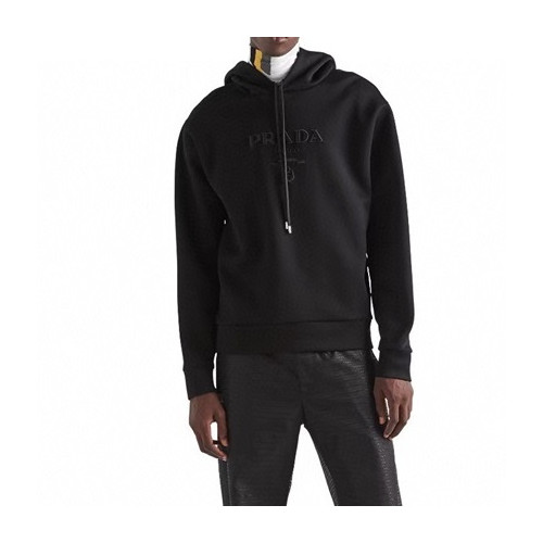 프라다 남성 캐쥬얼 블랙 후드티 - Prada Mens Black Hoodie - pra09x