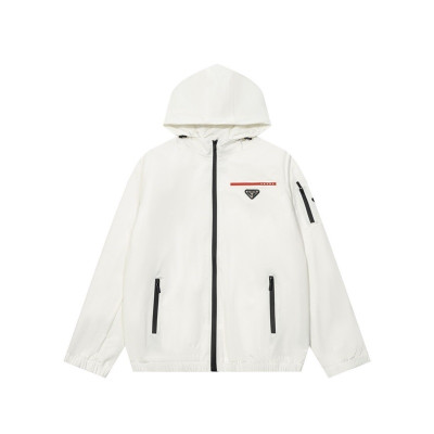 프라다 남성 화이트 후드 자켓 - Prada Mens White Jackets - pr11x