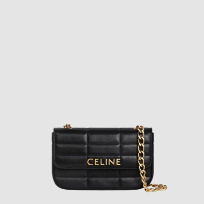 셀린느 여성 모노크롬 마틀라세 체인 숄더백 - Celine Womens Monochrome Matelassé Chain Shoulder Bag - ce08x