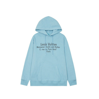 루이비통 남자 블루 후드티 - Louis vuitton Mens Blue Hoodie - lv150x