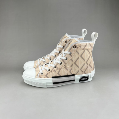 디올 남/녀 베이지 하이탑 스니커즈 - Dior Unisex Beige Sneakers - di35x