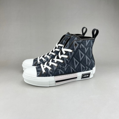 디올 남/녀 네이비 하이탑 스니커즈 - Dior Unisex Navy Sneakers - di36x