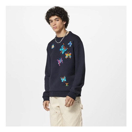 루이비통 남성 모던 네이비 맨투맨 - Louis vuitton Mens Navy Tshirts - lv178x