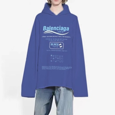 발렌시아가 남/녀 캐쥬얼 블루 후드티 - Balenciaga Unisex Blue Hoodie - ba16x