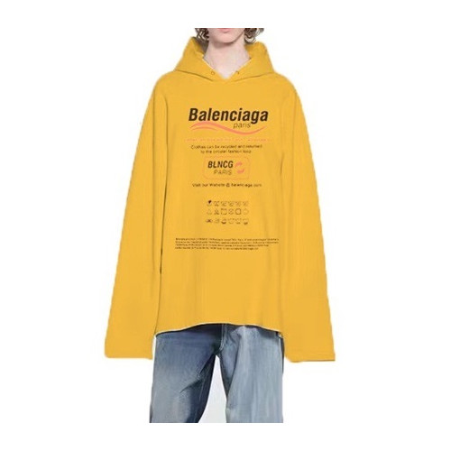 발렌시아가 남/녀 캐쥬얼 옐로우 후드티 - Balenciaga Unisex Yellow Hoodie - ba17x