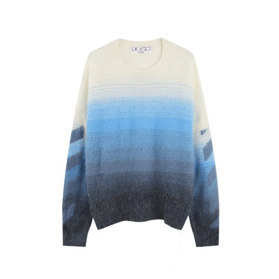 오프화이트 남성 블루 니트 - Off-white Mens Blue Knits - of06x