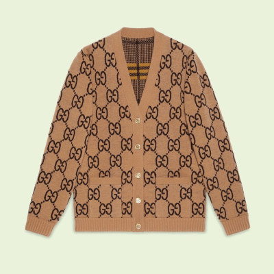 구찌 남/녀 브이넥 카멜 양면 가디건 - Gucci Unisex Camel Cardigan - gu122x