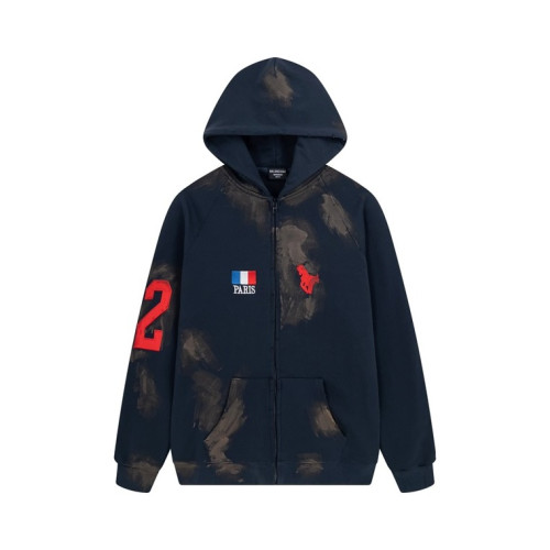 발렌시아가 남/녀 네이비 집업 후드티 - Balenciaga Unisex Navy Hoodie - ba80x