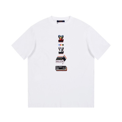 루이비통 남성 화이트 크루넥 반팔티 - Louis vuitton Mens White Tshirts - lv290x