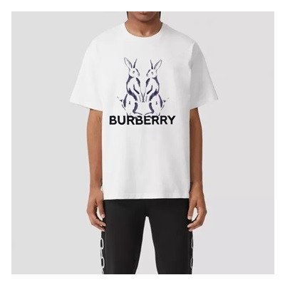 버버리 남성 화이트 크루넥 반팔티 - Burberry Mens White Tshirts - Bu61x