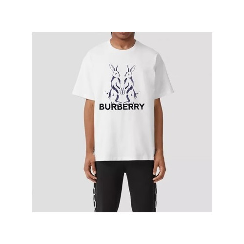 버버리 남성 화이트 크루넥 반팔티 - Burberry Mens White Tshirts - Bu61x