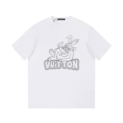 루이비통 남성 화이트 크루넥 반팔티 - Louis vuitton Mens White Tshirts - lv298x