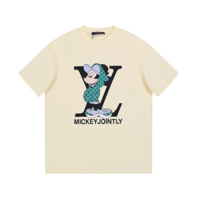 루이비통 남성 아이보리 크루넥 반팔티 - Louis vuitton Mens Ivory Tshirts - lv304x