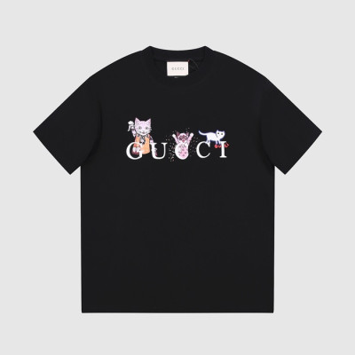 구찌 남/녀 블랙 크루넥 반팔티 - Gucci Unisex Black Tshirts - gu152x