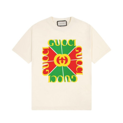 구찌 남/녀 아이보리 크루넥 반팔티 - Gucci Unisex Ivory Tshirts - gu158x