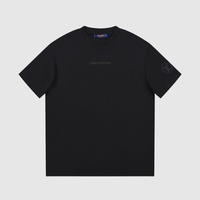 루이비통 남성 블랙 크루넥 반팔티 - Louis vuitton Mens Black Tshirts - lv317x