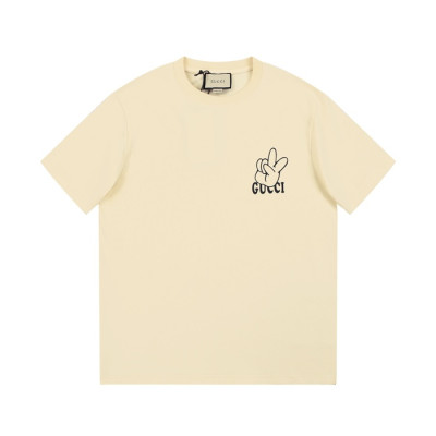 구찌 남/녀 아이보리 크루넥 반팔티 - Gucci Unisex Ivory Tshirts - gu171x