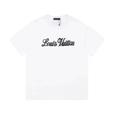 루이비통 남성 화이트 크루넥 반팔티 - Louis vuitton Mens White Short sleeved T-shirts - lv327x