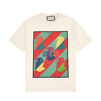 구찌 남/녀 아이보리 크루넥 반팔티 - Gucci Unisex Ivory Short sleeved T-shirts - gu177x