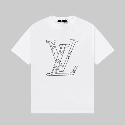 루이비통 남성 화이트 크루넥 반팔티 - Louis vuitton Mens White Short sleeved T-shirts - lv340x