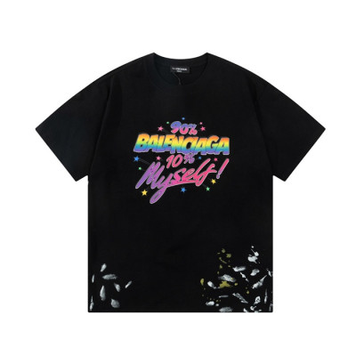 발렌시아가 남성 크루넥 블랙 반팔티 - Balenciaga Mens Black Short sleeved T-shirts - ba133x