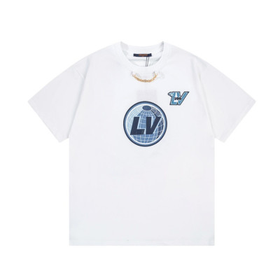 루이비통 남성 화이트 크루넥 반팔티 - Louis vuitton Mens White Short sleeved T-shirts - lv355x