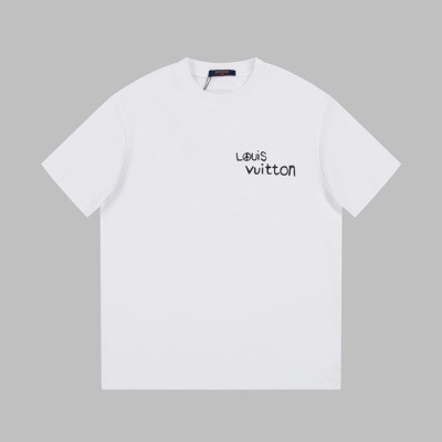 루이비통 남성 화이트 크루넥 반팔티 - Louis vuitton Mens White Short sleeved T-shirts - lv361x