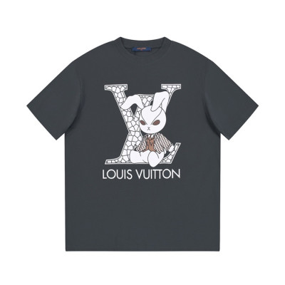 루이비통 남성 그레이 크루넥 반팔티 - Louis vuitton Mens Gray Short sleeved T-shirts - lv369x