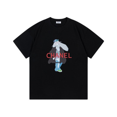 샤넬 남/녀 크루넥 블랙 반팔티 - Chanel Unisex Black Tshirts - ch48x