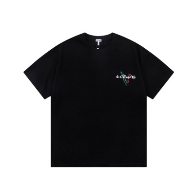 로에베 남/녀 이니셜 블랙 반팔티 - Loewe Unisex Black Short sleeved T-shirts - loe690x