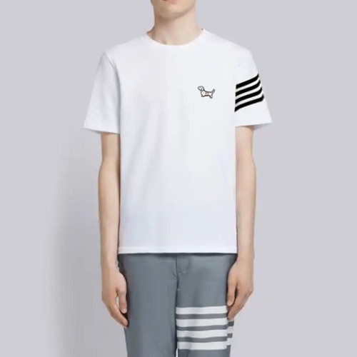 톰브라운 남성 크루넥 화이트 반팔티 - Thom Browne Mens White Tshirts - th31x