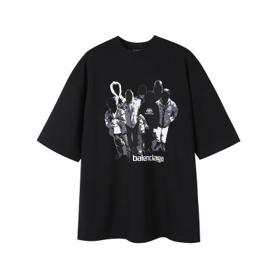 발렌시아가 남/녀 크루넥 블랙 반팔티 - Balenciaga Unisex Black Short sleeved T-shirts - ba150x