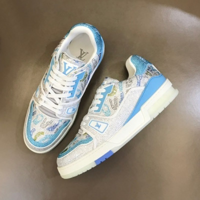 루이비통 남성 블루 스니커즈 - Louis vuitton Mens Blue Sneakers - lv404x