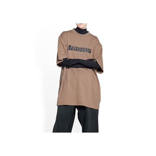 발렌시아가 남/녀 크루넥 카키 반팔티 - Balenciaga Unisex Khaki Short sleeved T-shirts - ba151x